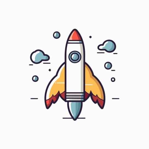 Rocket launch line icon. Vector illustration. flat design. Busin