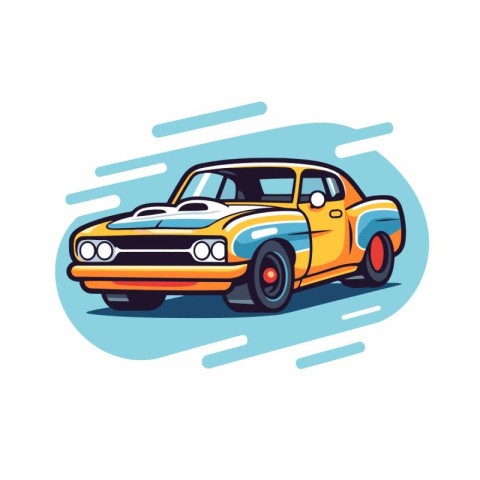 Retro car. Vector illustration in flat style on white background