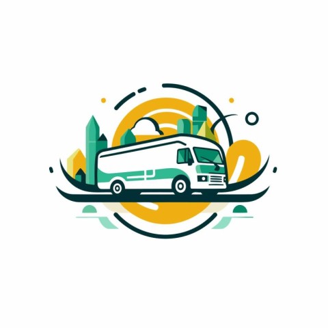 Camping vector logo design template. Camper van icon. Travel age