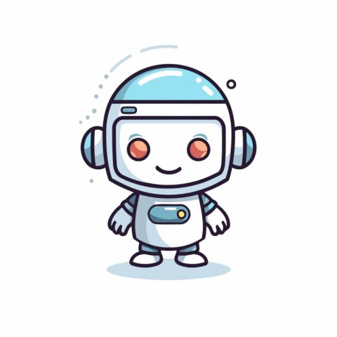 Cute cartoon robot character. Vector illustration. Cute robot.