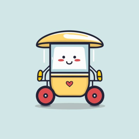 Cute cartoon tuk tuk icon. Vector Illustration.