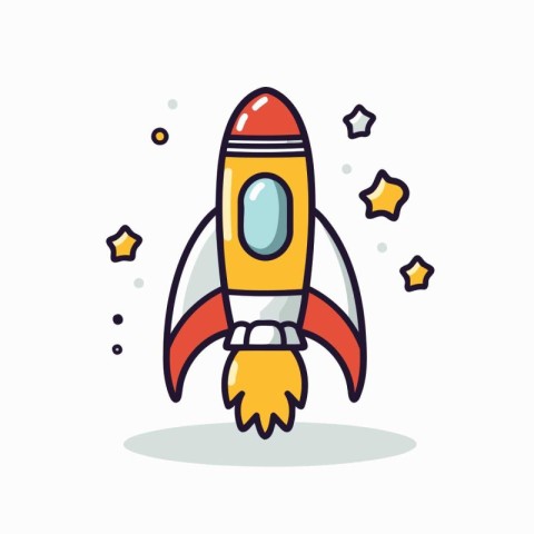 Rocket icon in flat style. Startup vector illustration on white