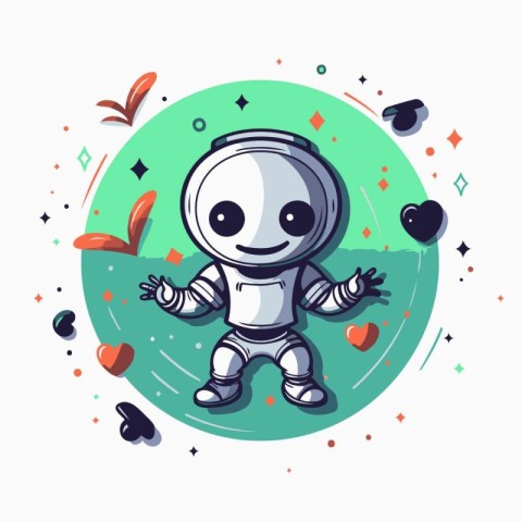 Cute robot in flat style. Vector illustration for your design.