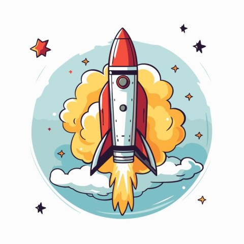 Rocket icon in flat style isolated on white background. Vector i