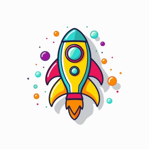 Rocket icon in flat style isolated on white background. Vector i