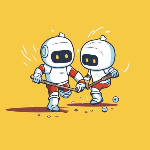 Astronaut and spaceman working together. Vector illustration in