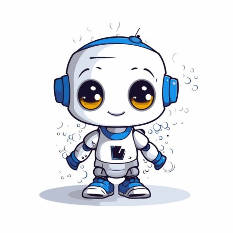 Cute cartoon robot. Vector illustration of a cute little robot.