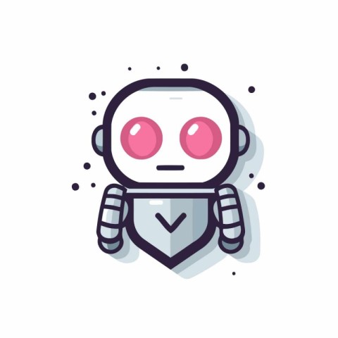 Cute robot with smiley face. Cartoon character. Vector illustrat