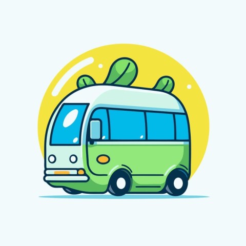 Vector illustration of a bus in a flat style. Summer vacation.