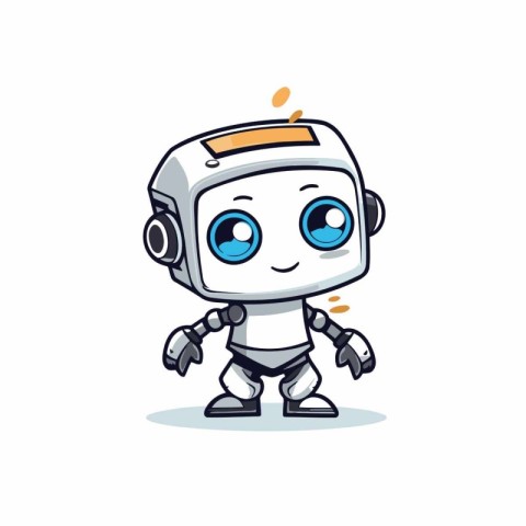 Cute little robot cartoon vector illustration. Cute little robot