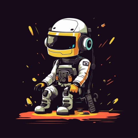 Astronaut on a black background. Vector illustration for your de