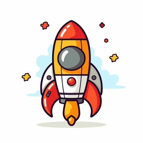 Space rocket icon. Cartoon illustration of space rocket vector i