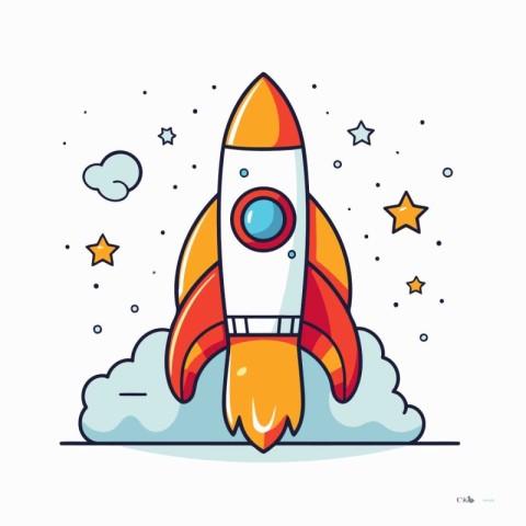 Rocket icon in flat style. Start up business concept. Vector ill