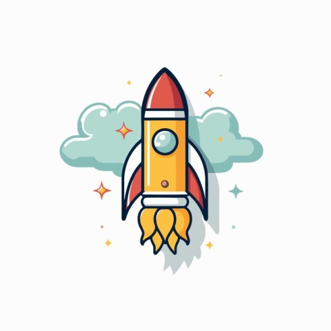 Space rocket icon in flat style. Startup vector illustration on