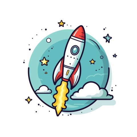 Rocket icon in flat style. Vector illustration on a white backgr