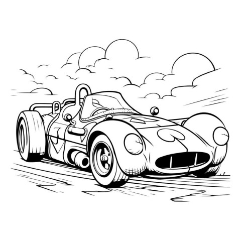 illustration of a vintage sports car on a background of the sky