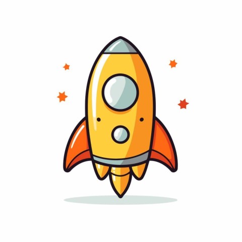 Rocket icon. Vector illustration. Flat design. Isolated on white