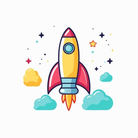 Rocket icon. Flat illustration of rocket icon for web and mobile