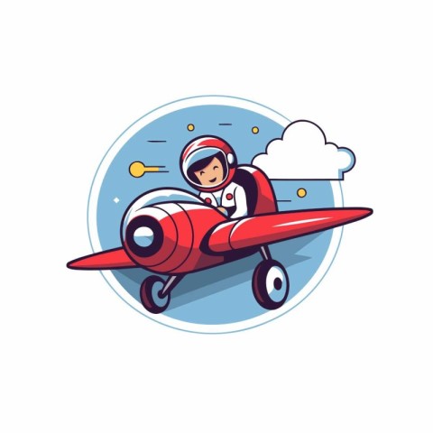 Airplane pilot. Vector illustration in cartoon style on white ba