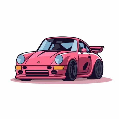 Pink sport car. Vector illustration in cartoon style isolated on