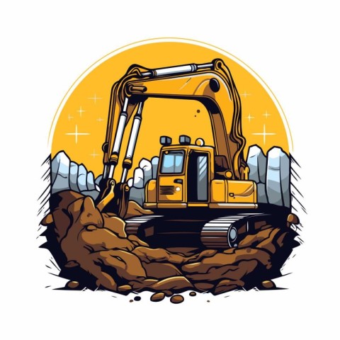 Excavator icon. Vector illustration of a excavator for your desi