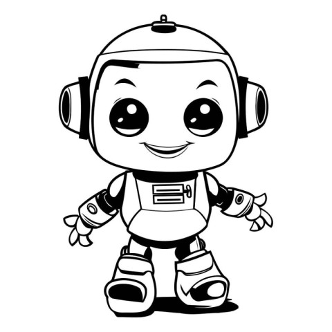 Vector illustration of Cute Cartoon Astronaut Character on white