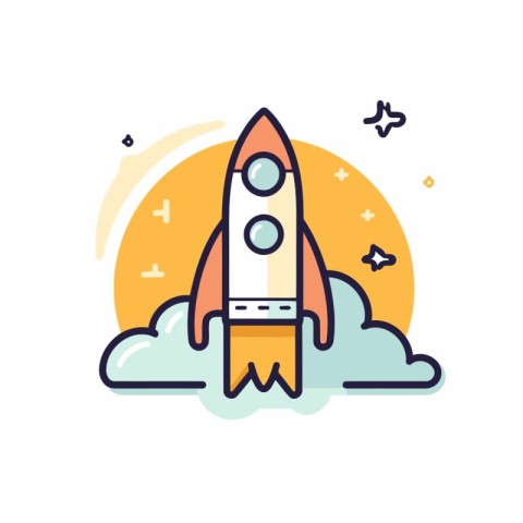 Rocket icon in flat style. Startup vector illustration on white