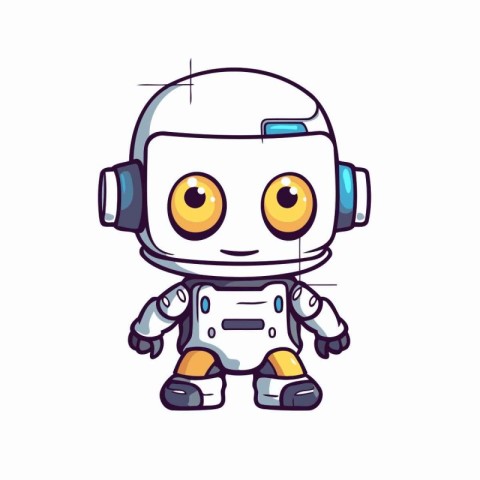 Cute cartoon robot character. Vector illustration of a cute robo