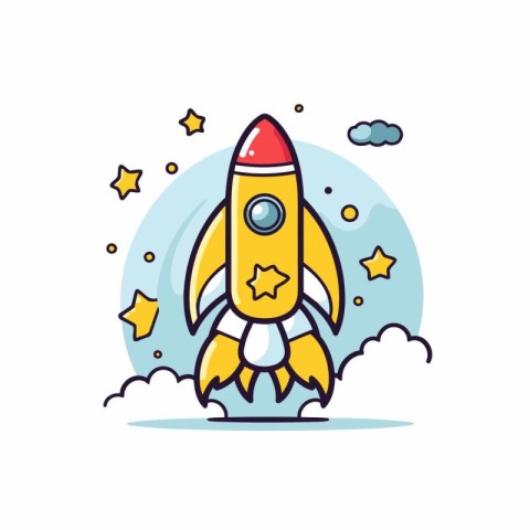 Space rocket icon. Vector illustration. flat design. Isolated on