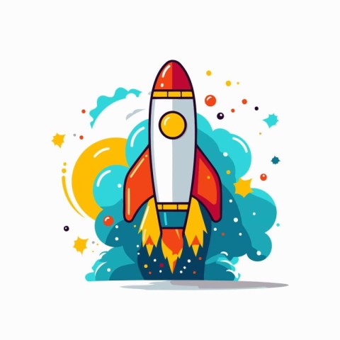 Space rocket icon. Vector illustration. Flat design. Isolated on