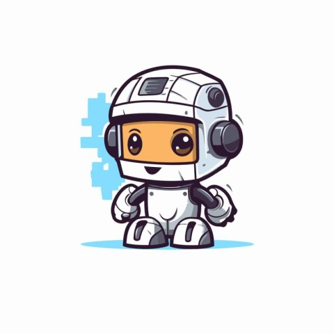 Cute robot cartoon vector illustration. Cute little robot charac