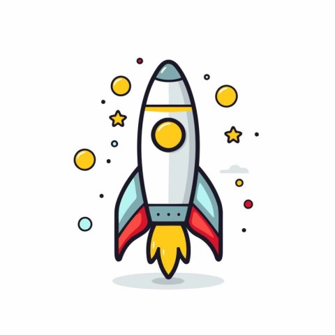 Rocket launch line icon. Start up business concept. Vector illus