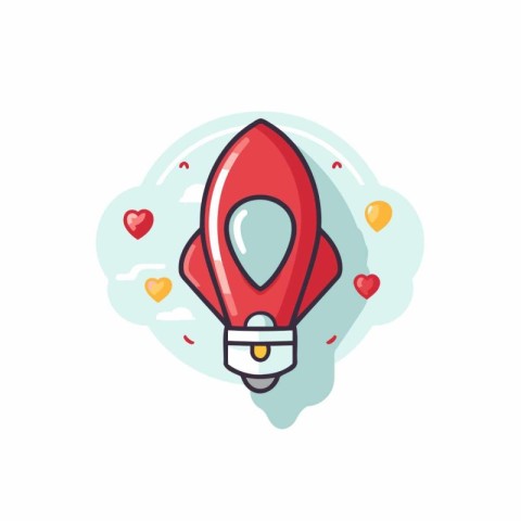 Rocket icon in flat style on white background for web and mobile