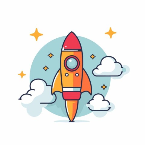 Rocket icon in flat style. Start up business concept. Vector ill