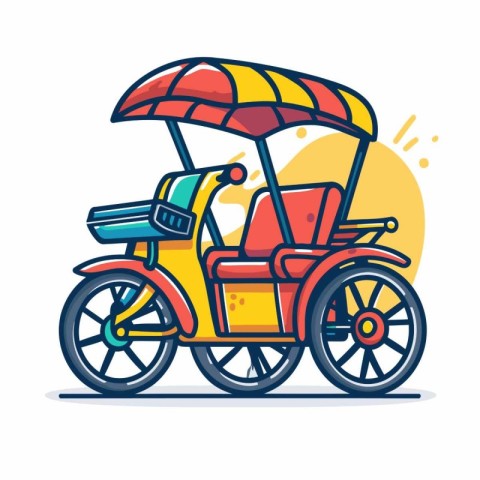 Tuk tuk icon. Vector illustration in flat cartoon style.