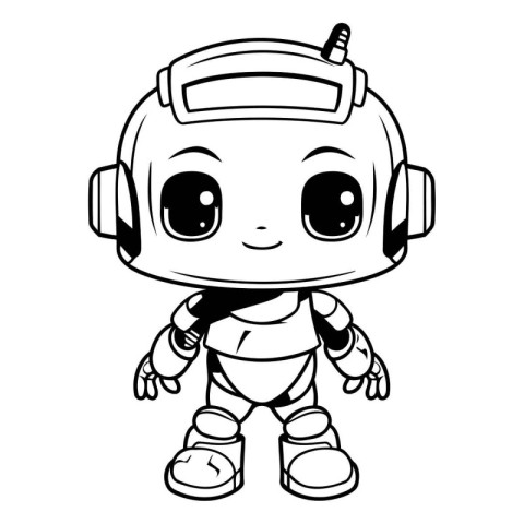 Cute robot with headphones. Vector illustration of a cute robot.