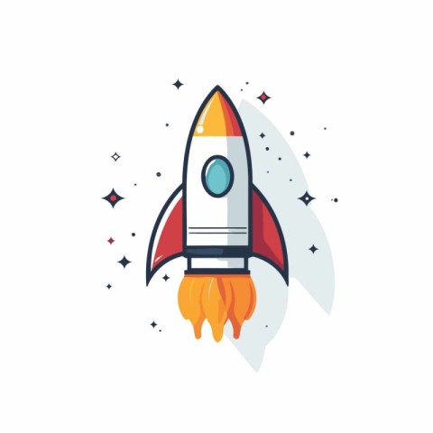 Rocket icon in flat style. Startup vector illustration on white