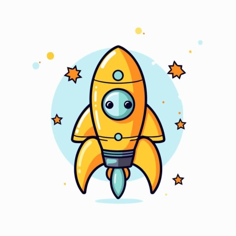 Space rocket cartoon vector illustration. isolated on white back