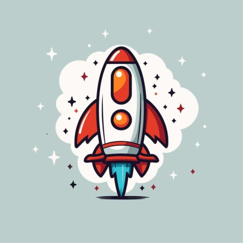 Space rocket. Vector illustration in cartoon style. Design eleme