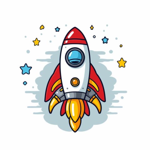 Rocket icon isolated on white background. Vector illustration. E