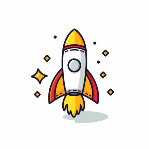 Rocket icon in flat style. Startup vector illustration on white