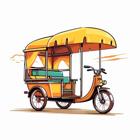 Tuk tuk rickshaw. Vector illustration on isolated background.