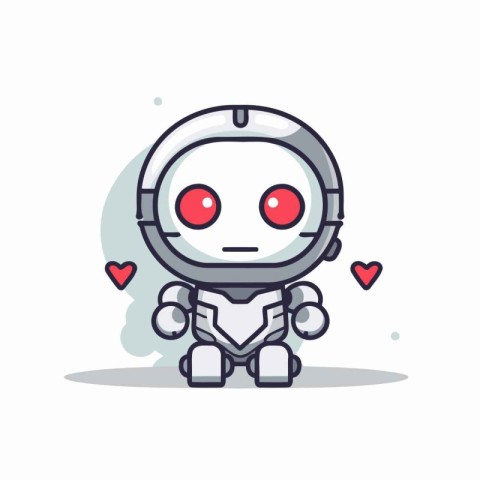 Cute robot cartoon character. Cute and funny vector illustration