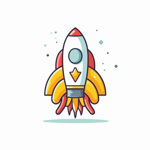 Rocket icon in flat design style. Vector illustration on white b