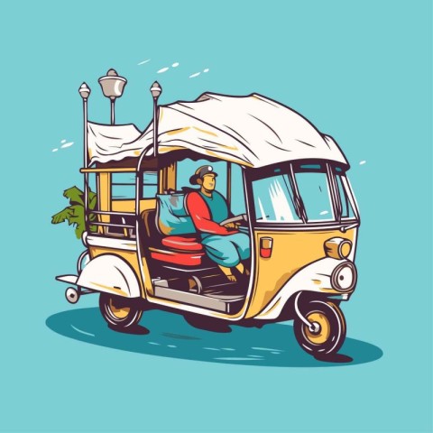 Tuk tuk vector illustration. Tuk tuk is a popular tourist attrac