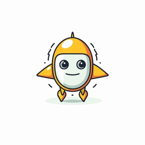 Cartoon rocket icon. Vector illustration. Cute and kawaii charac