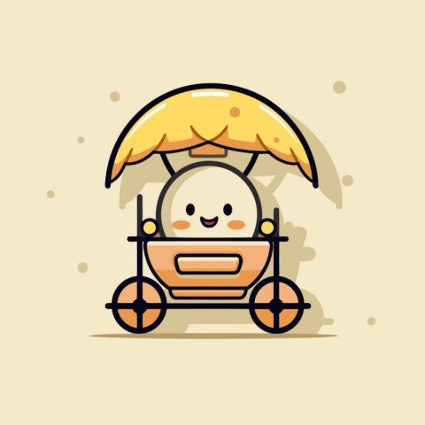 Cute cartoon tuk tuk icon. Vector Illustration.