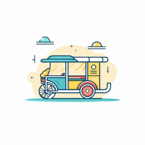 Tuk Tuk colorful line icon. Vector illustration. flat design