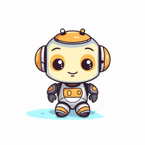 Cute cartoon robot. Vector illustration isolated on a white back