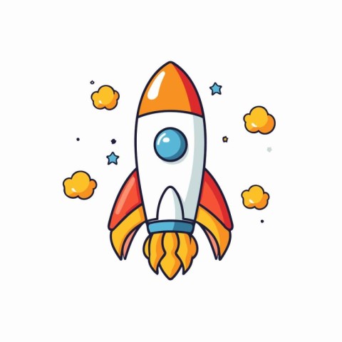 Rocket icon. Flat style vector illustration on white background